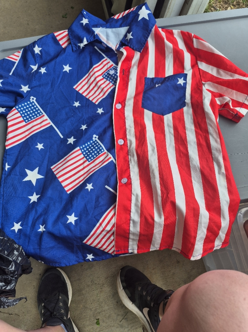 Kids Patriotic American Flag Short-Sleeve Shirt - Red & Blue